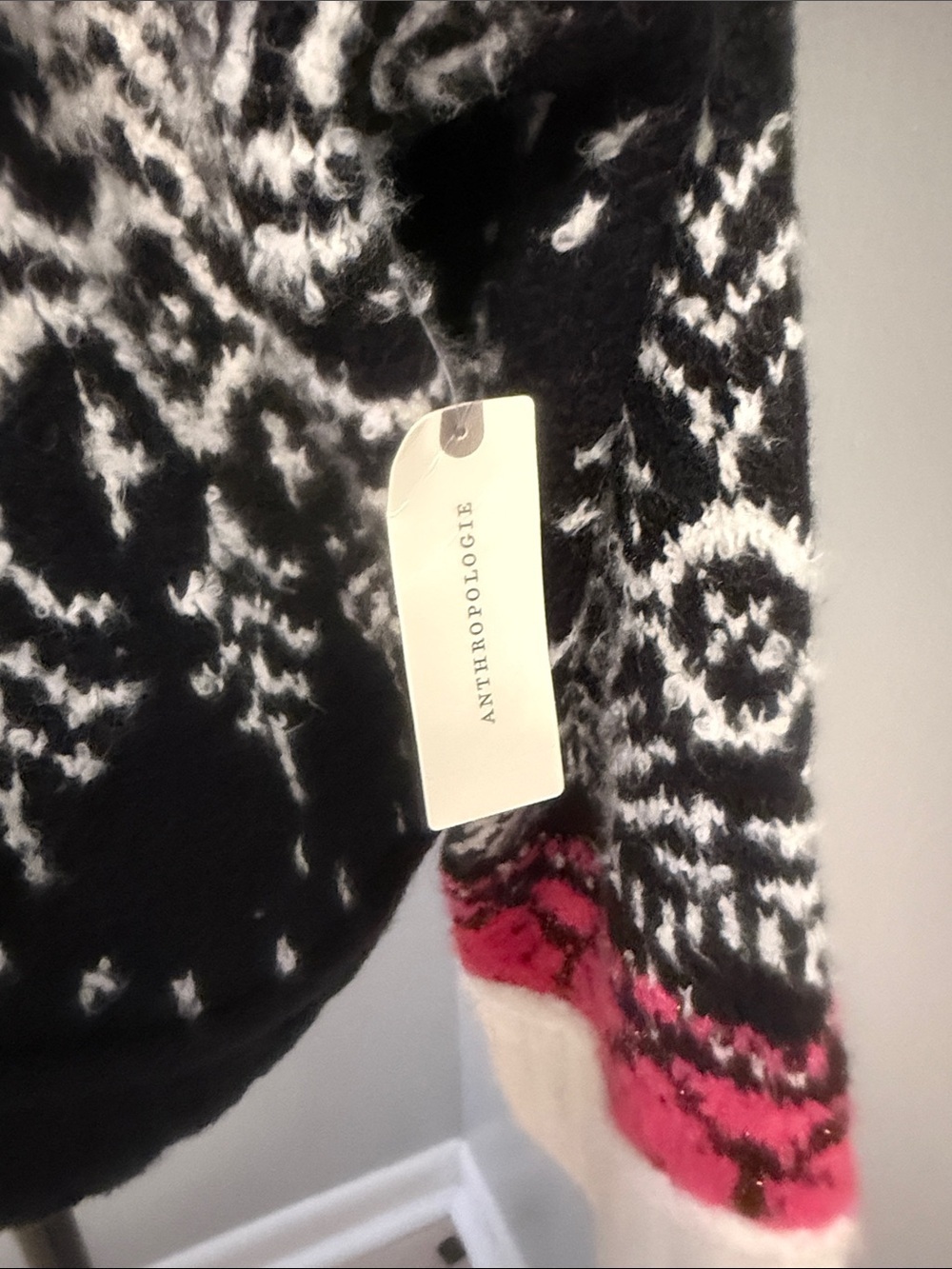 Pilcro Black, White & Pink Patterned Cowl‑Neck Sweater - Picture 3 of 4